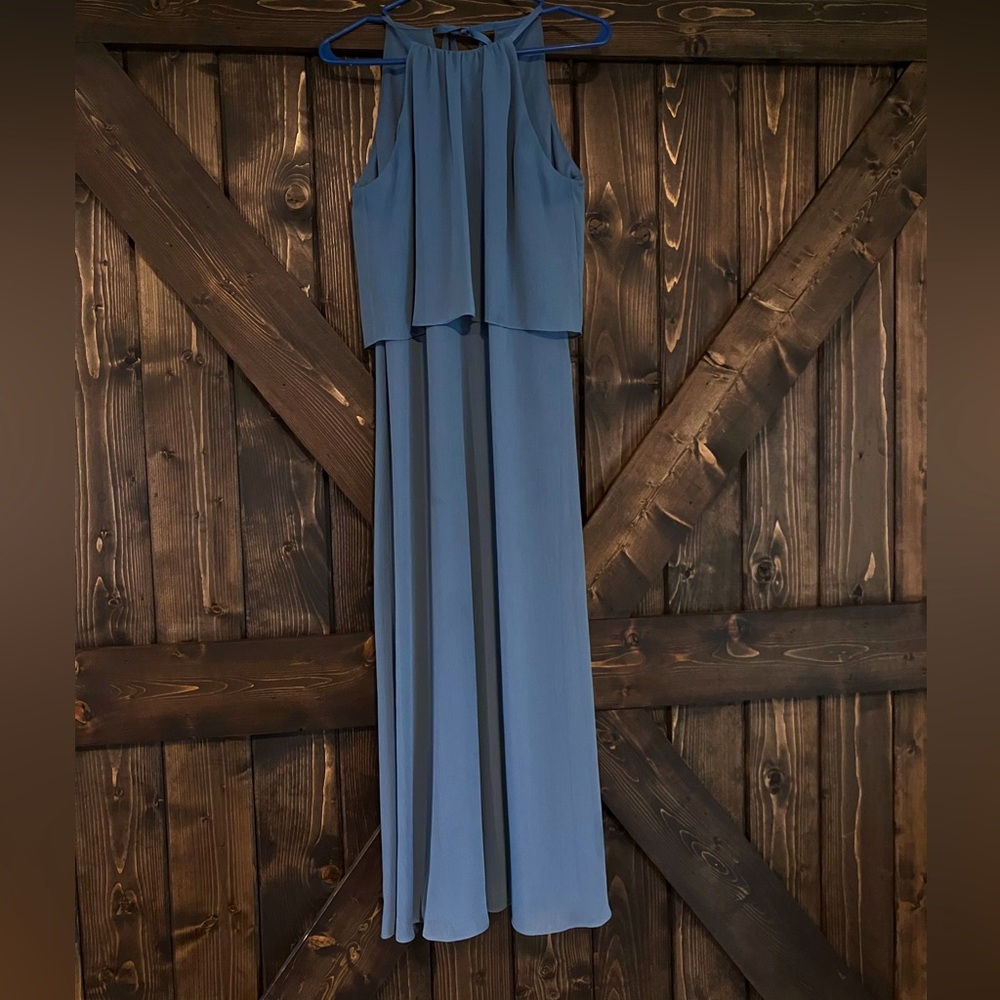 David’s bridal flounced crinkle chiffon girls dress